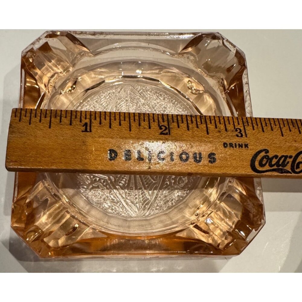 2 Depression Glass Ashtrays Jeanette Adam Pink Trinkets Jewelry Set of 2 Vintage - Picture 4 of 16